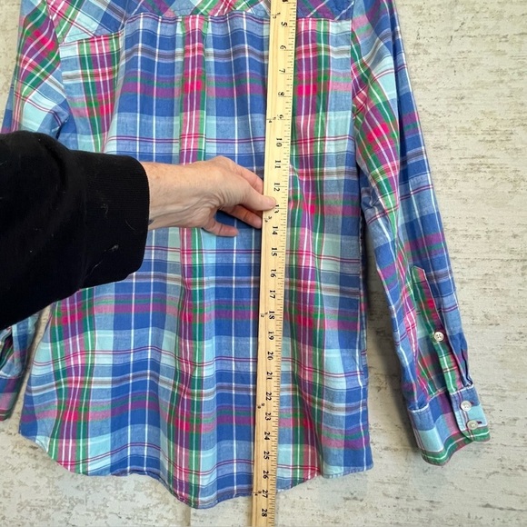 J. Crew Men's Blue Plaid Button Up Shirt Sz S Blue Green Red Easter Work Prep - Picture 11 of 13